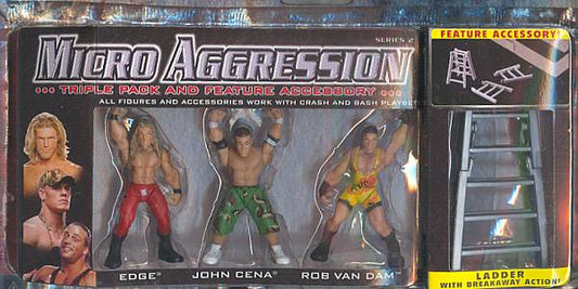 2007 WWE Jakks Pacific Micro Aggression Series 2 Edge, John Cena & Rob Van Dam