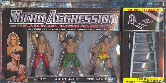 2007 WWE Jakks Pacific Micro Aggression Series 2 Edge, John Cena & Rob Van Dam