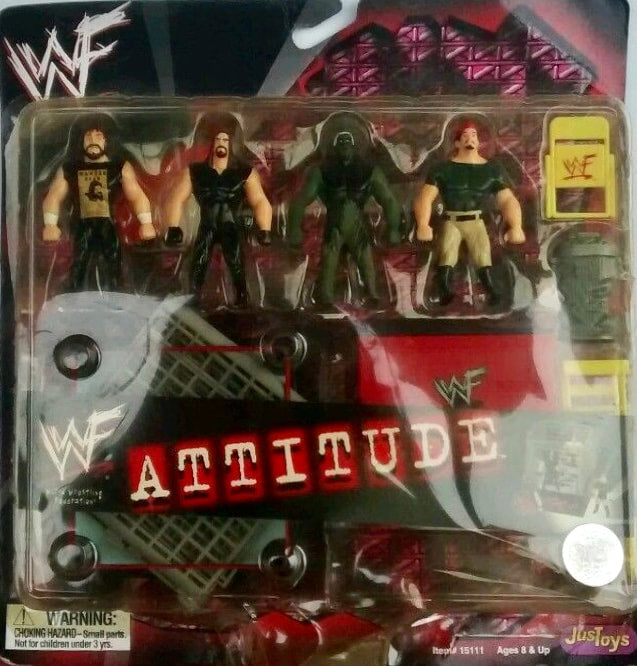 1998 WWF Just Toys Micro Bend-Ems Attitude Cactus Jack, Undertaker, Goldust & The Interrogator