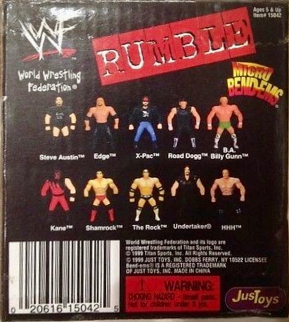 1999 WWF Just Toys Micro Bend-Ems JC Penney Mailaway Rumble 10-Pack