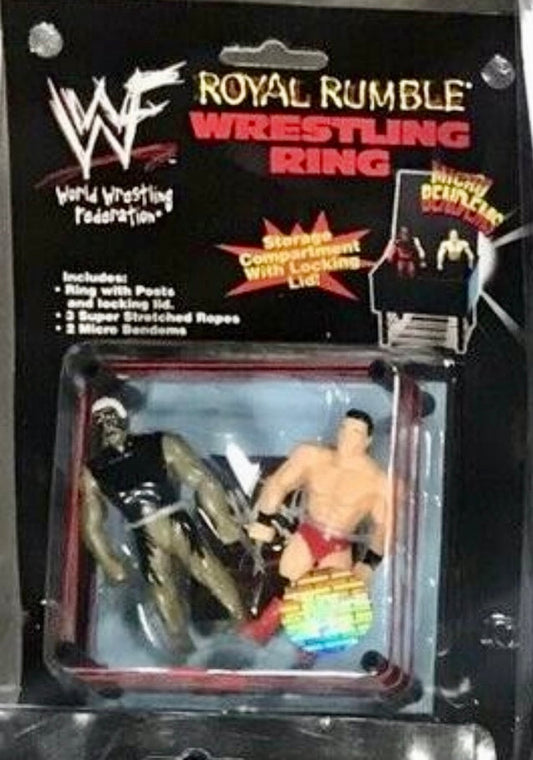 1998 WWF Just Toys Micro Bend-Ems Royal Rumble Wrestling Ring Goldust & Ken Shamrock