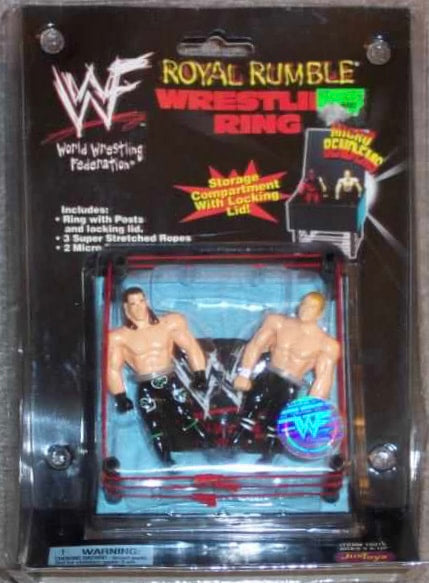 1998 WWF Just Toys Micro Bend-Ems Royal Rumble Wrestling Ring Shawn Michaels & Hunter Hearst Helmsley