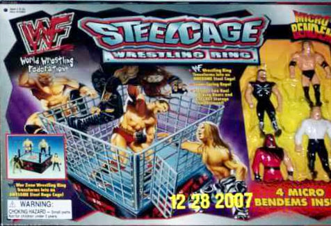 1998 WWF Just Toys Micro Bend-Ems Steel Cage Wrestling Ring [With The Rock, Road Dogg Jesse James, Kane & Gangrel]