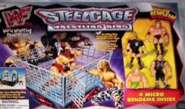 1998 WWF Just Toys Micro Bend-Ems Steel Cage Wrestling Ring [With The Rock, Stone Cold Steve Austin, Billy Gunn & Road Dogg Jesse James]