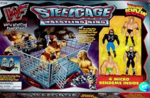 1998 WWF Just Toys Micro Bend-Ems Steel Cage Wrestling Ring [With The Rock, X-Pac, Billy Gunn & Road Dogg Jesse James]