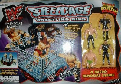 1998 WWF Just Toys Micro Bend-Ems Steel Cage Wrestling Ring [With Stone Cold Steve Austin, Hunter Hearst Helmsley, Billy Gunn & Road Dogg Jesse James]