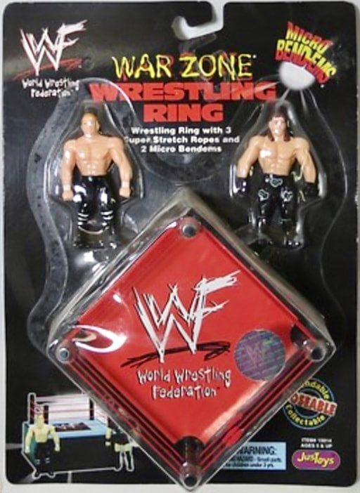 1998 WWF Just Toys Micro Bend-Ems War Zone Wrestling Ring Hunter Hearst Helmsley & Shawn Michaels