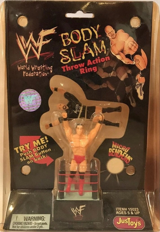 1998 WWF Just Toys Micro Bend-Ems Body Slam Throw Action Ring Ken Shamrock & Stone Cold Steve Austin