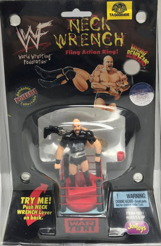 1999 WWF Just Toys Micro Bend-Ems Neck Wrench Fling Action Ring Stone Cold Steve Austin & Edge