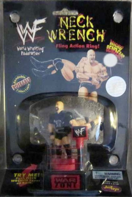 1999 WWF Just Toys Micro Bend-Ems Neck Wrench Fling Action Ring Stone Cold Steve Austin & The Rock