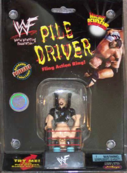 1999 WWF Just Toys Micro Bend-Ems Pile Driver Fling Action Ring Stone Cold Steve Austin & Edge