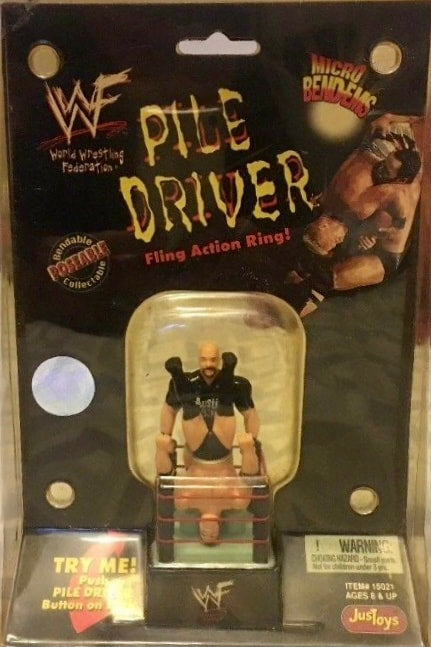 1999 WWF Just Toys Micro Bend-Ems Pile Driver Fling Action Ring Stone Cold Steve Austin & The Rock