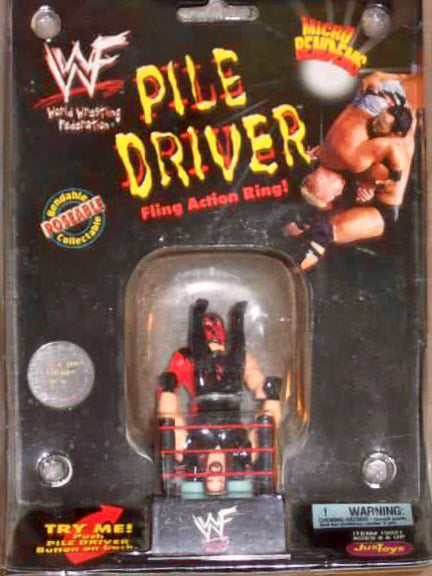 1999 WWF Just Toys Micro Bend-Ems Pile Driver Fling Action Ring Kane & Undertaker