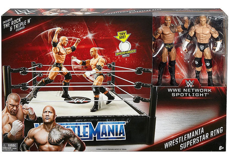 2017 WWE Mattel Basic Network Spotlight WrestleMania Superstar Ring [With The Rock & Triple H, Exclusive]