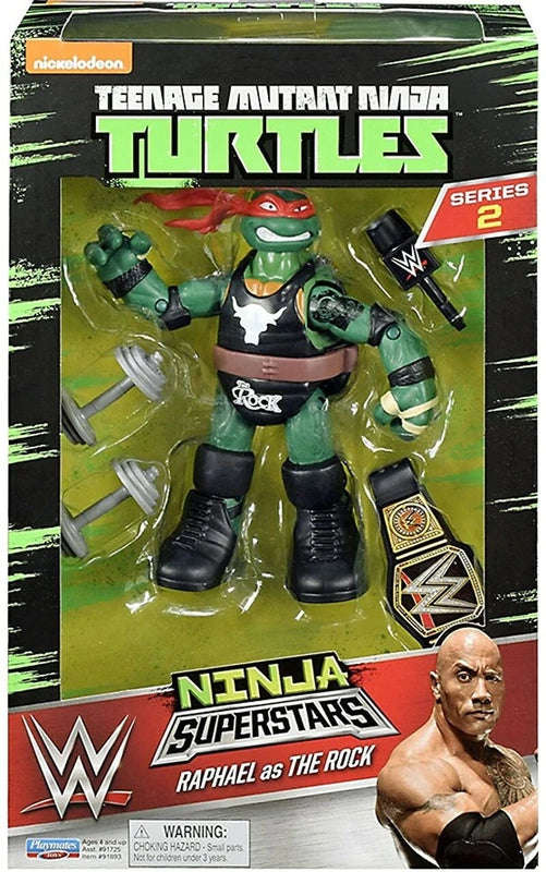 2017 Playmates Toys Teenage Mutant Ninja Turtles WWE Ninja Superstars Series 2 Raphael as The Rock