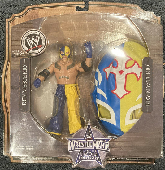 2009 WWE Jakks Pacific Ruthless Aggression WrestleMania 25th Anniversary Signature Gear Rey Mysterio [With Blue & Yellow Pants]
