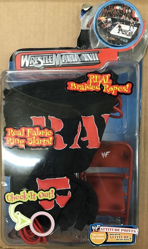 2000 WWF Jakks Pacific Ring Gear Series 1: Raw Set: Real Braided Ropes! Real Fabric Ring Skirts!