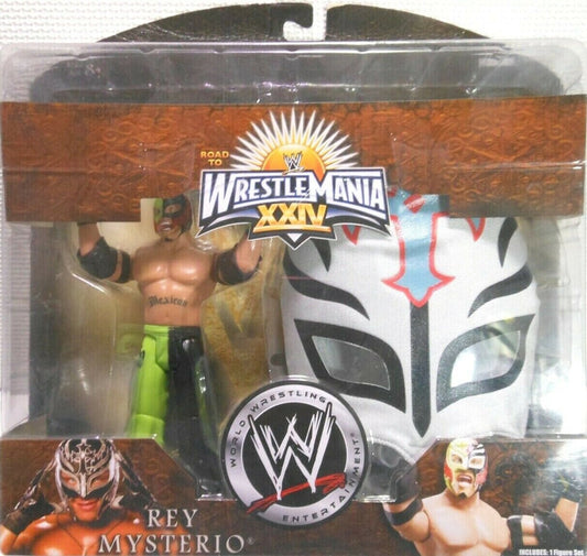 2008 WWE Jakks Pacific Ruthless Aggression Road to WrestleMania XXIV Signature Gear Rey Mysterio [With Black & Green Pants]