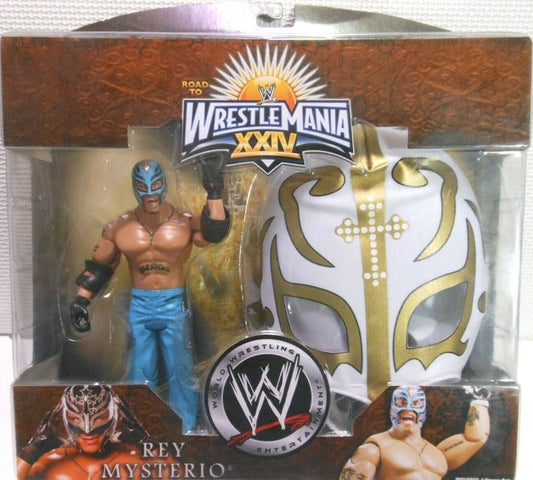 2008 WWE Jakks Pacific Ruthless Aggression Road to WrestleMania XXIV Signature Gear Rey Mysterio [With Blue Pants]