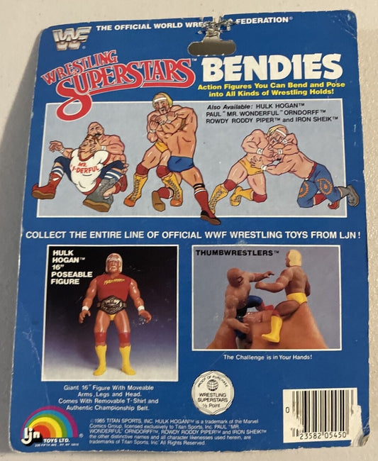 1985 WWF LJN Wrestling Superstars Bendies Iron Sheik [1st Release Card]