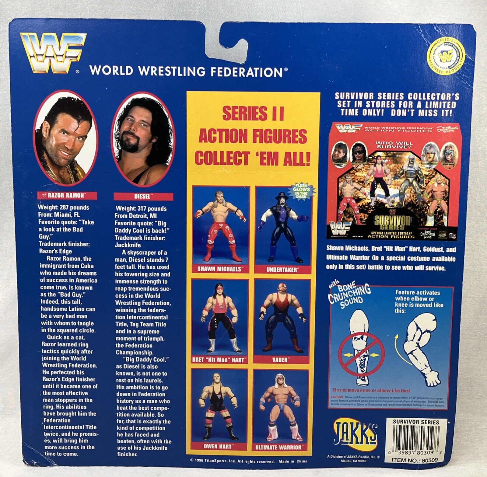 Jakks Pacific WWF/WWE Bone-Crunching Action Wrestling Action Figures ...