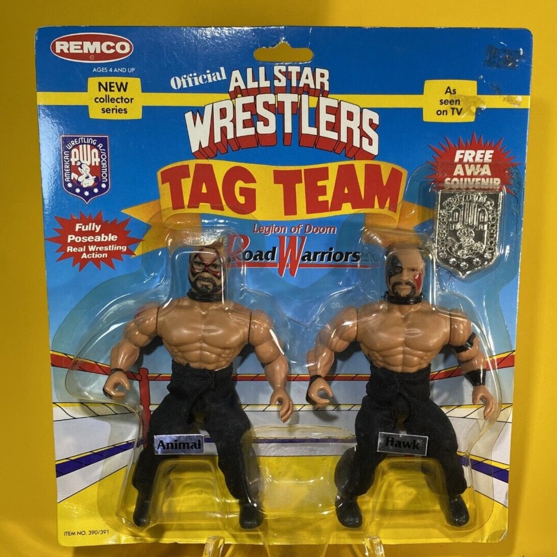 1984 AWA Remco All Star Wrestlers Series 1 Road Warriors: Animal & Hawk [Without Tag Titles]