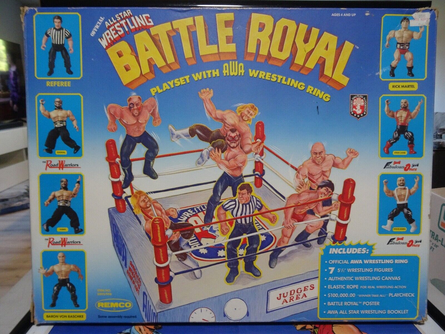 1985 AWA Remco All Star Wrestlers Battle Royal Playset with AWA Wrestling Ring [Version 1]