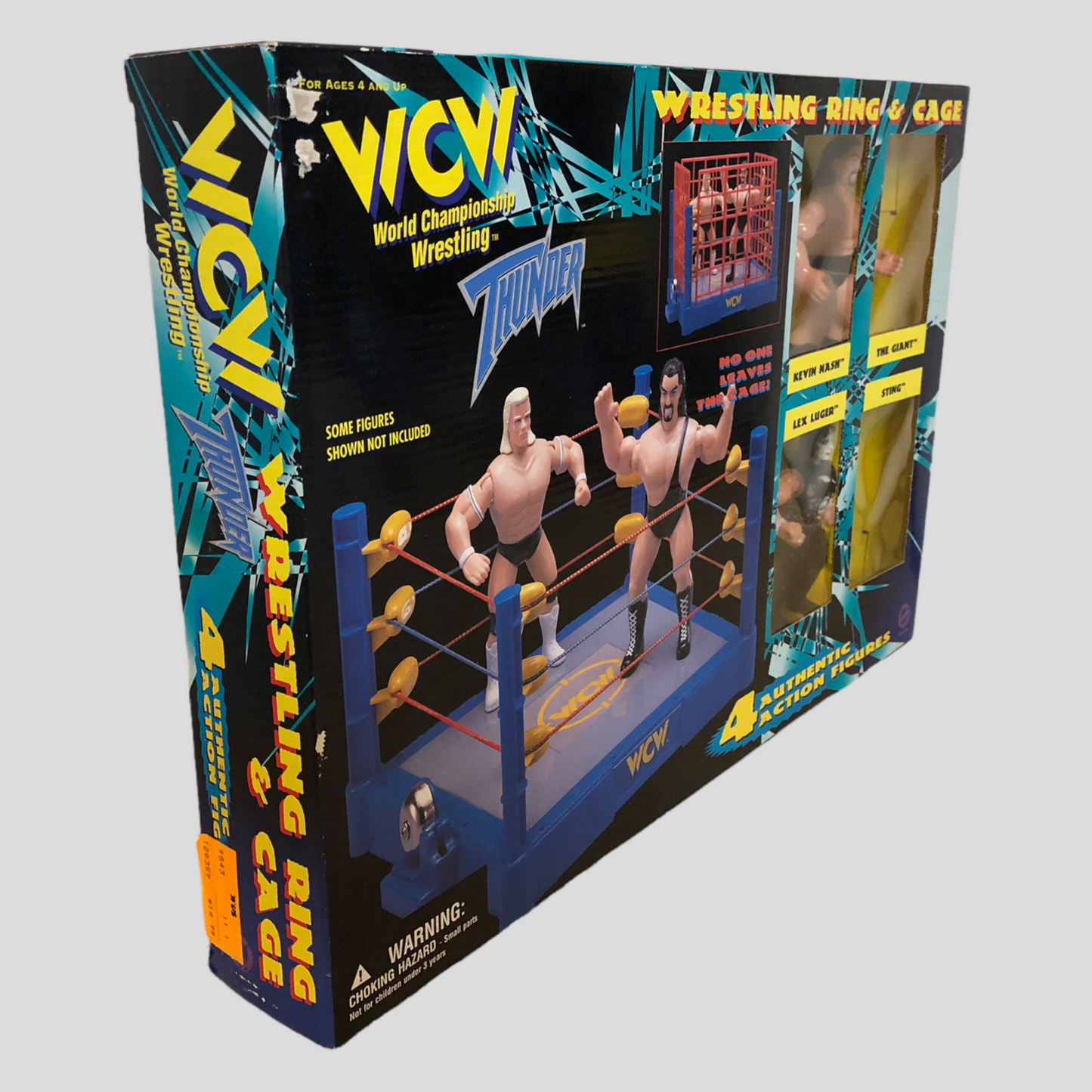 1998 WCW OSFTM 4.5" Articulated Wrestling Ring & Cage [With Kevin Nash, The Giant, Lex Luger & Sting]