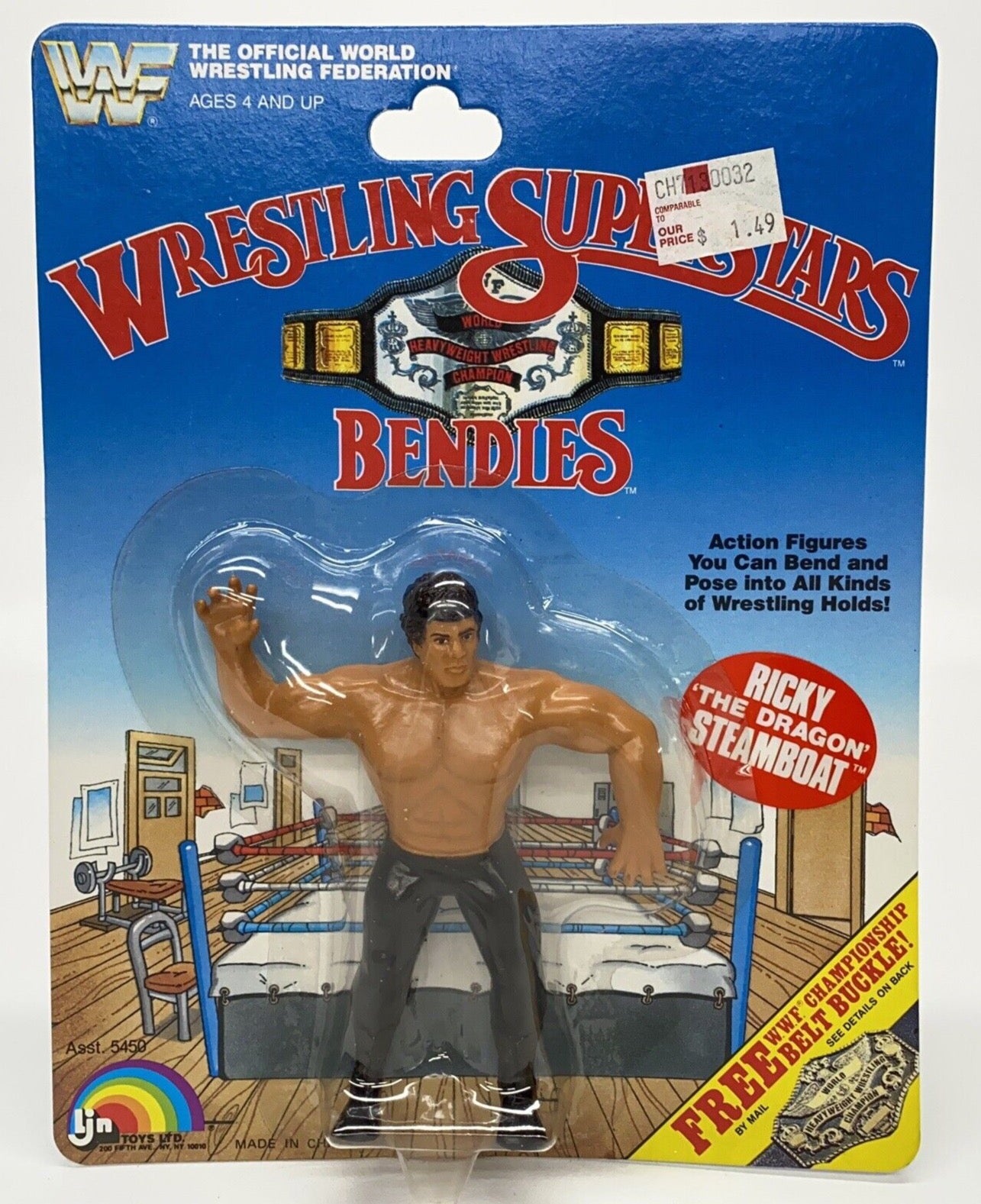 1985 WWF LJN Wrestling Superstars Bendies Ricky "The Dragon" Steamboat