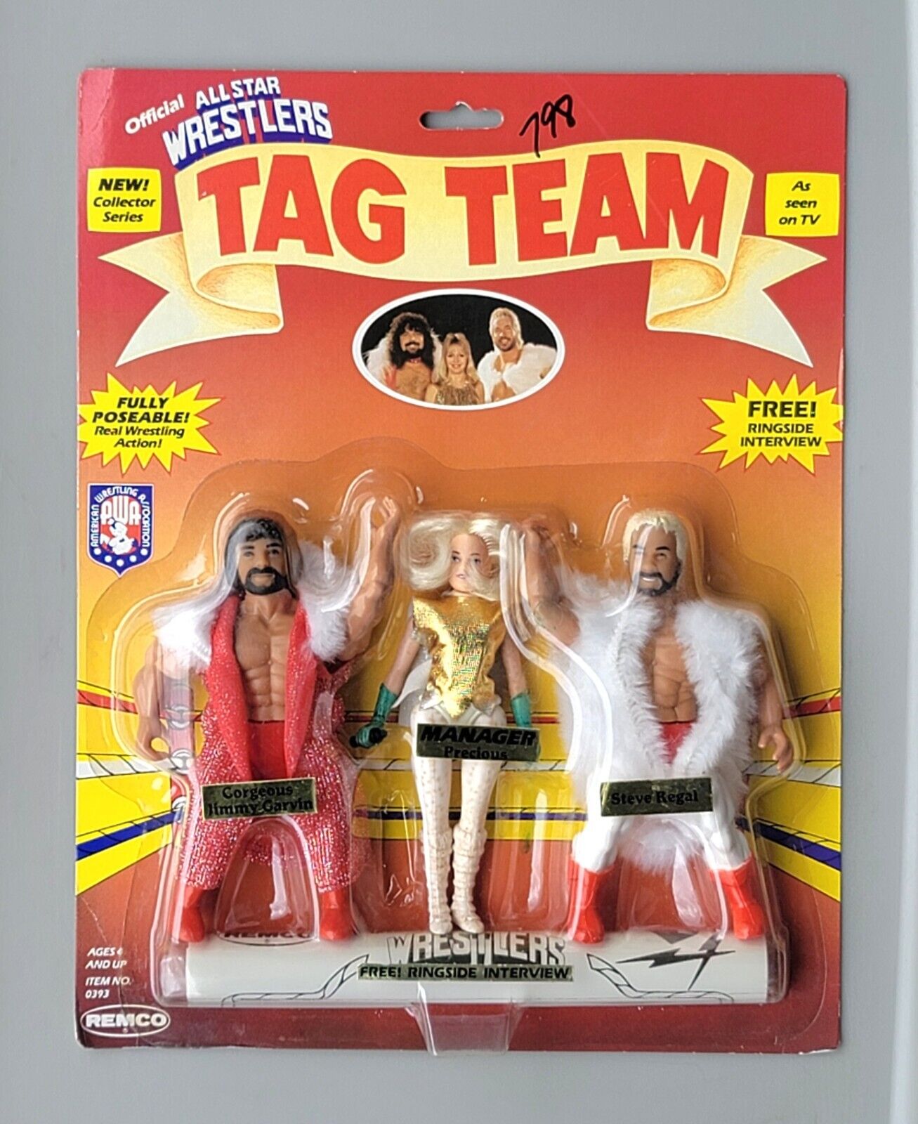 1985 AWA Remco All Star Wrestlers Series 3 Gorgeous Jimmy Garvin [With Muscular Body], Precious & Steve Regal