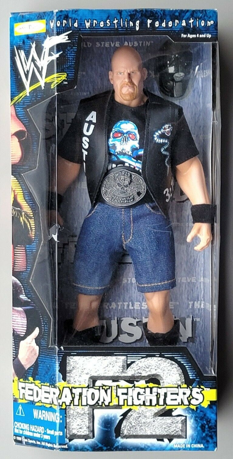 1999 WWF Jakks Pacific 12" Federation Fighters Series 1 Stone Cold Steve Austin [In Jeans]