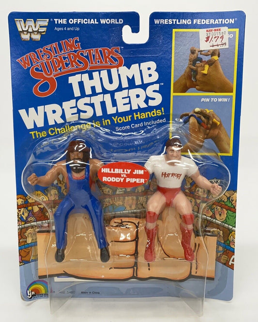 1985 WWF LJN Wrestling Superstars Thumb Wrestlers Hillbilly Jim vs. Rowdy Roddy Piper