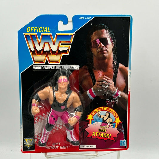 1992 WWF Hasbro Series 4 Bret "Hitman" Hart with Hart Attack! [With Pink Heart]