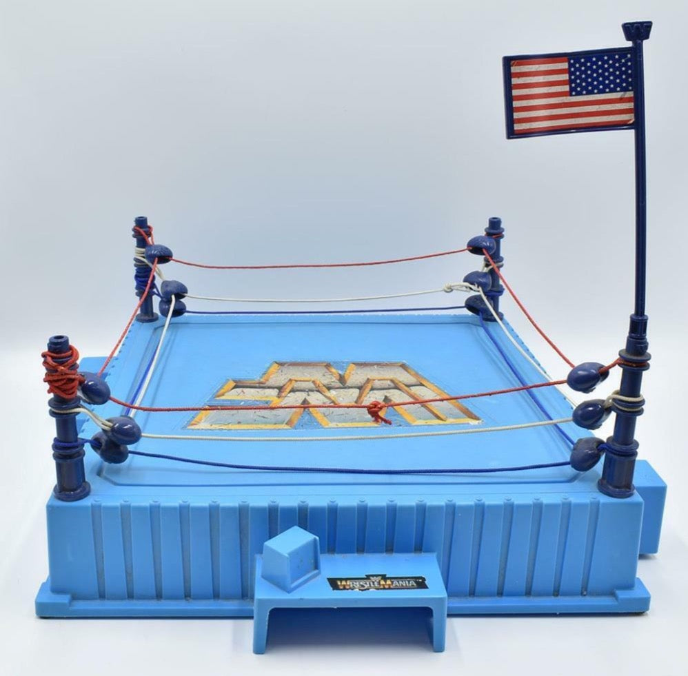 1990 WWF Hasbro Official Wrestling Ring [With Blue Round