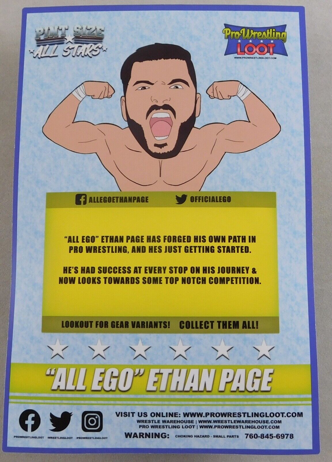 2021 Pro Wrestling Loot Pint Size All Stars Ethan Page [With Blue, Red & Grey Trunks, August]