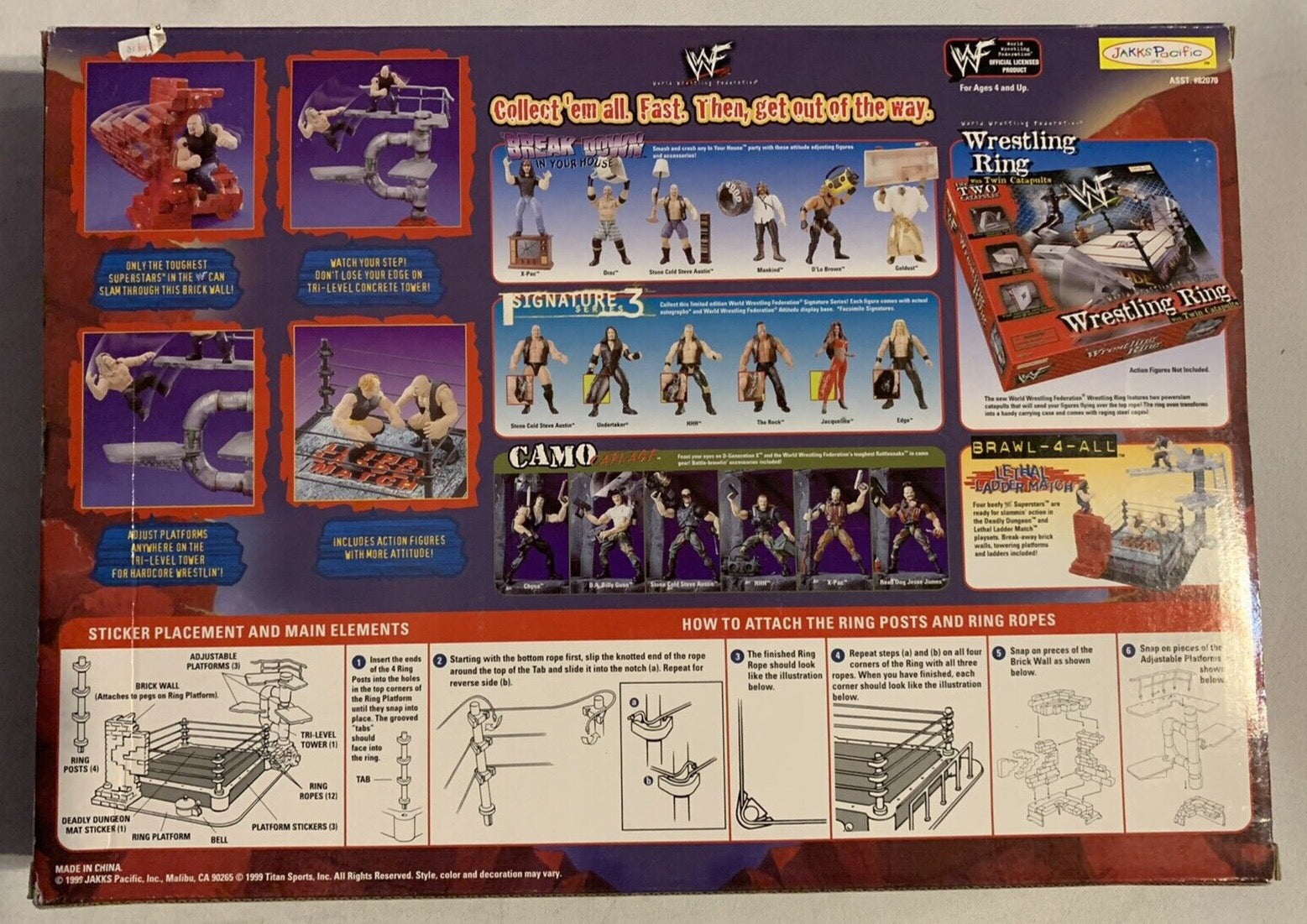 WWE ゲーム4点セット 1999 WWF Jakks Pacific Brawl-4-All Deadly Dungeon: Kane, Stone