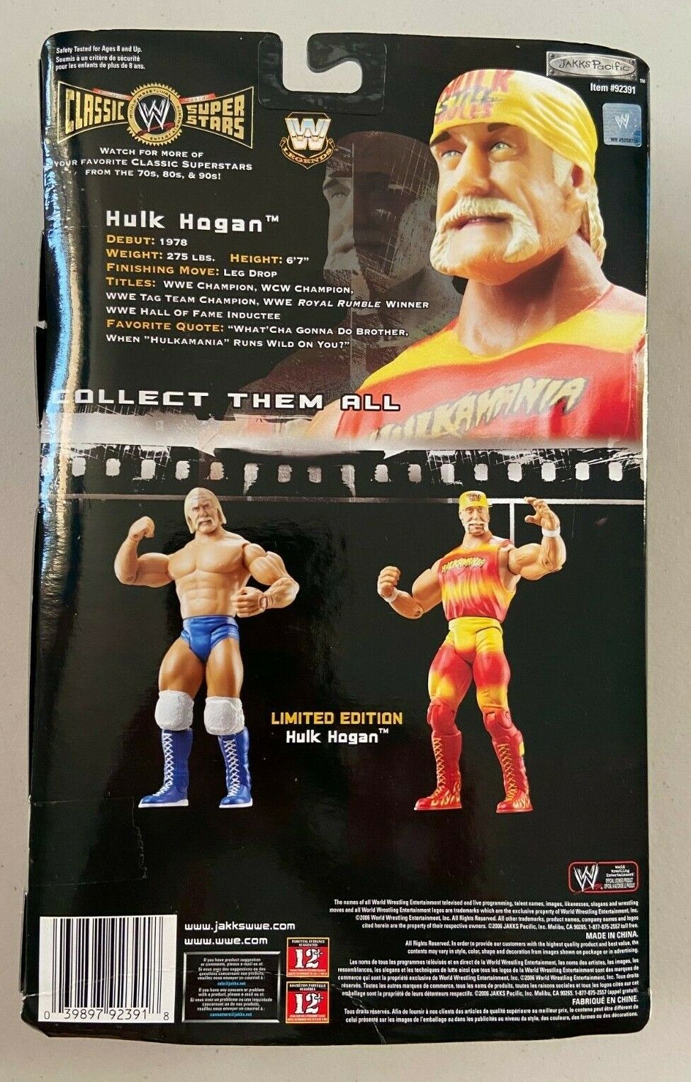 2006 WWE Jakks Pacific Classic Superstars Canada Exclusive Hulk Hogan –  Wrestling Figure Database, image size:975x1525