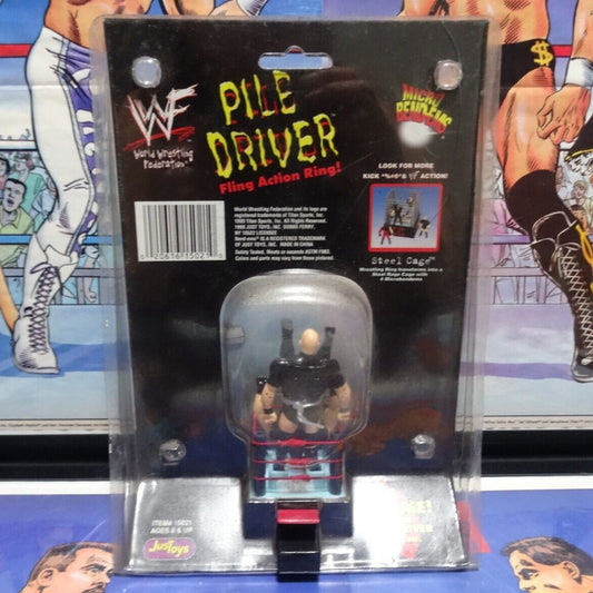 1999 WWF Just Toys Micro Bend-Ems Pile Driver Fling Action Ring Stone Cold Steve Austin & Undertaker