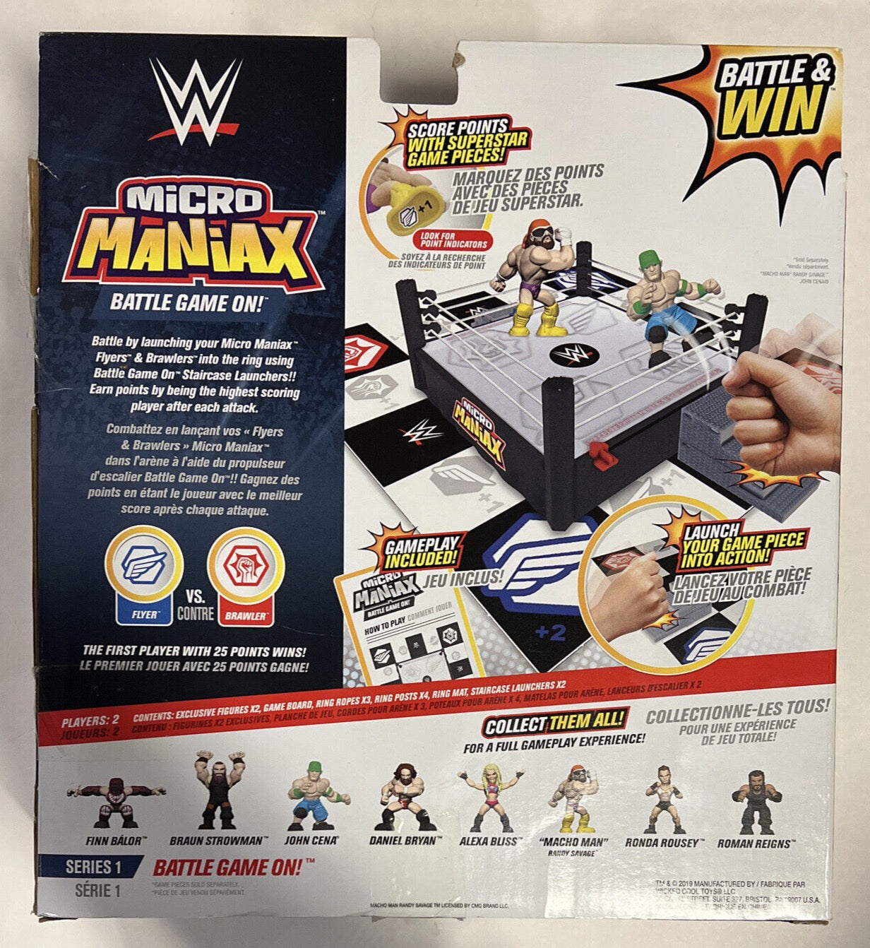 2019 WWE Wicked Cool Toys Micro Maniax Wrestling Rings & Playsets: Micro Maniax Battle Game On! [With Braun Strowman & Finn Balor]