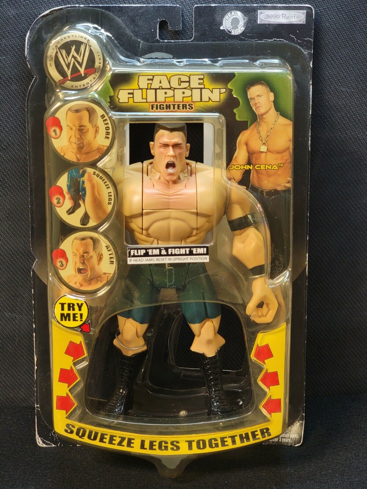 2005 WWE Jakks Pacific Face Flippin' Fighters Series 1 John Cena