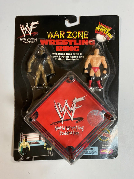 1998 WWF Just Toys Micro Bend-Ems War Zone Wrestling Ring Goldust & Ken Shamrock