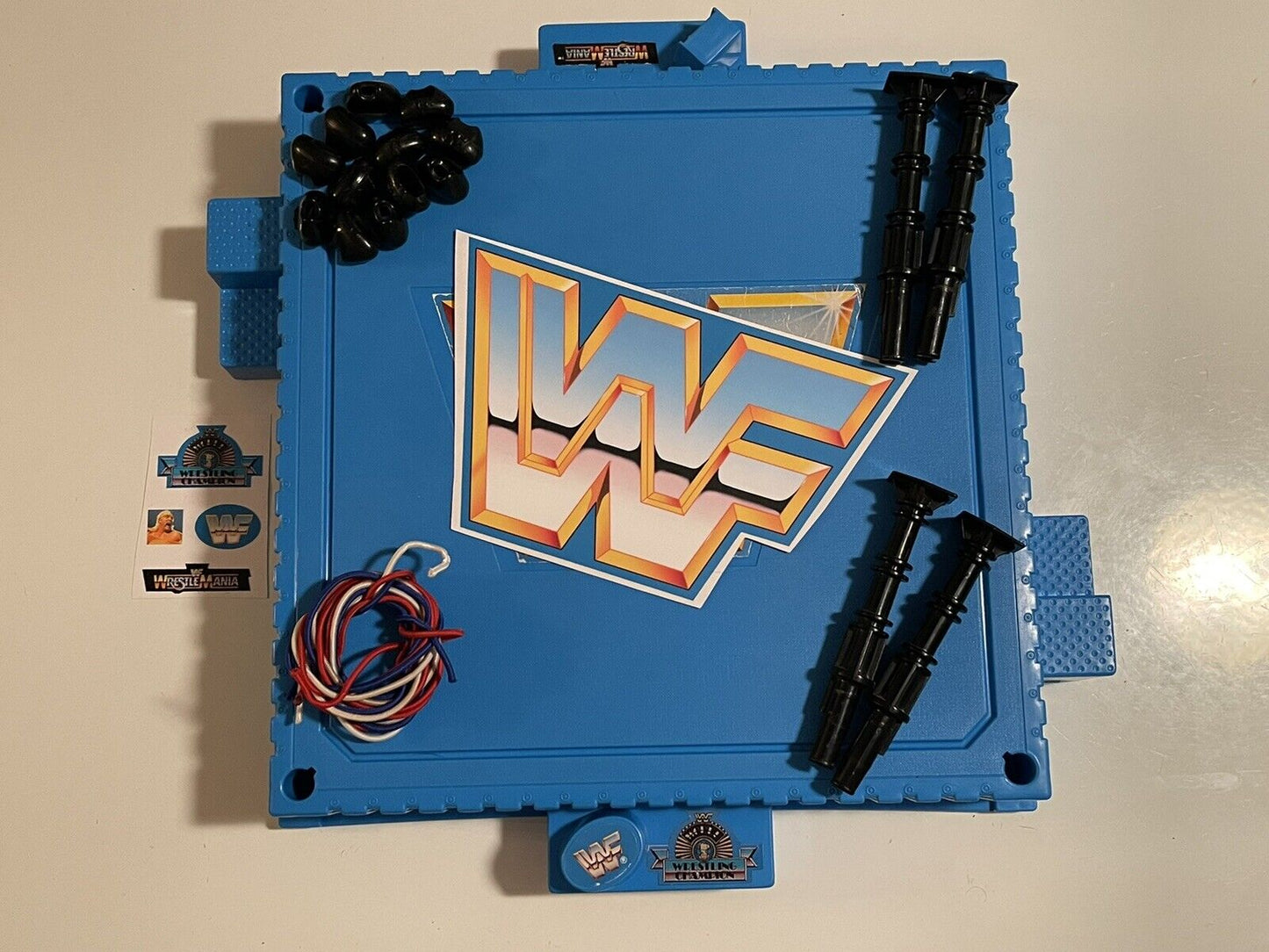 1991 WWF Hasbro Official Wrestling Ring [With Black Square Turnbuckle Posts]