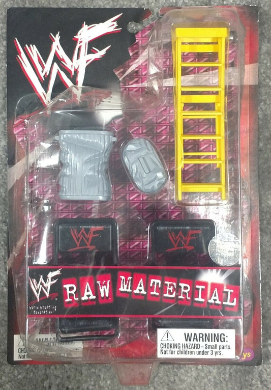 1999 WWF Just Toys Bend-Ems Raw Material Ladder, Garbage Can & Chairs