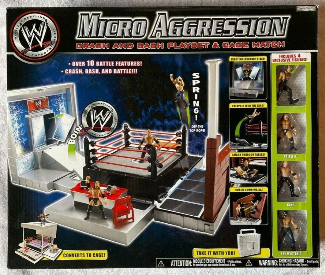 2008 WWE Jakks Pacific Micro Aggression Crash and Bash Playset & Cage Match [With Jeff Hardy, Triple H, Kane & Rey Mysterio]