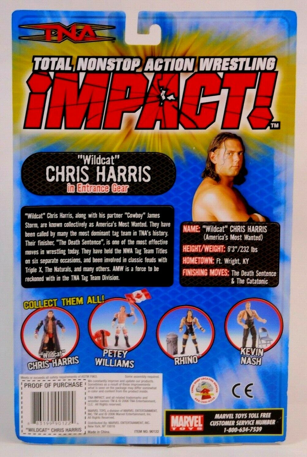 2006 Total Nonstop Action [TNA] Wrestling Impact! Marvel Toys Series 4 "Wildcat" Chris Harris [With Moustache]