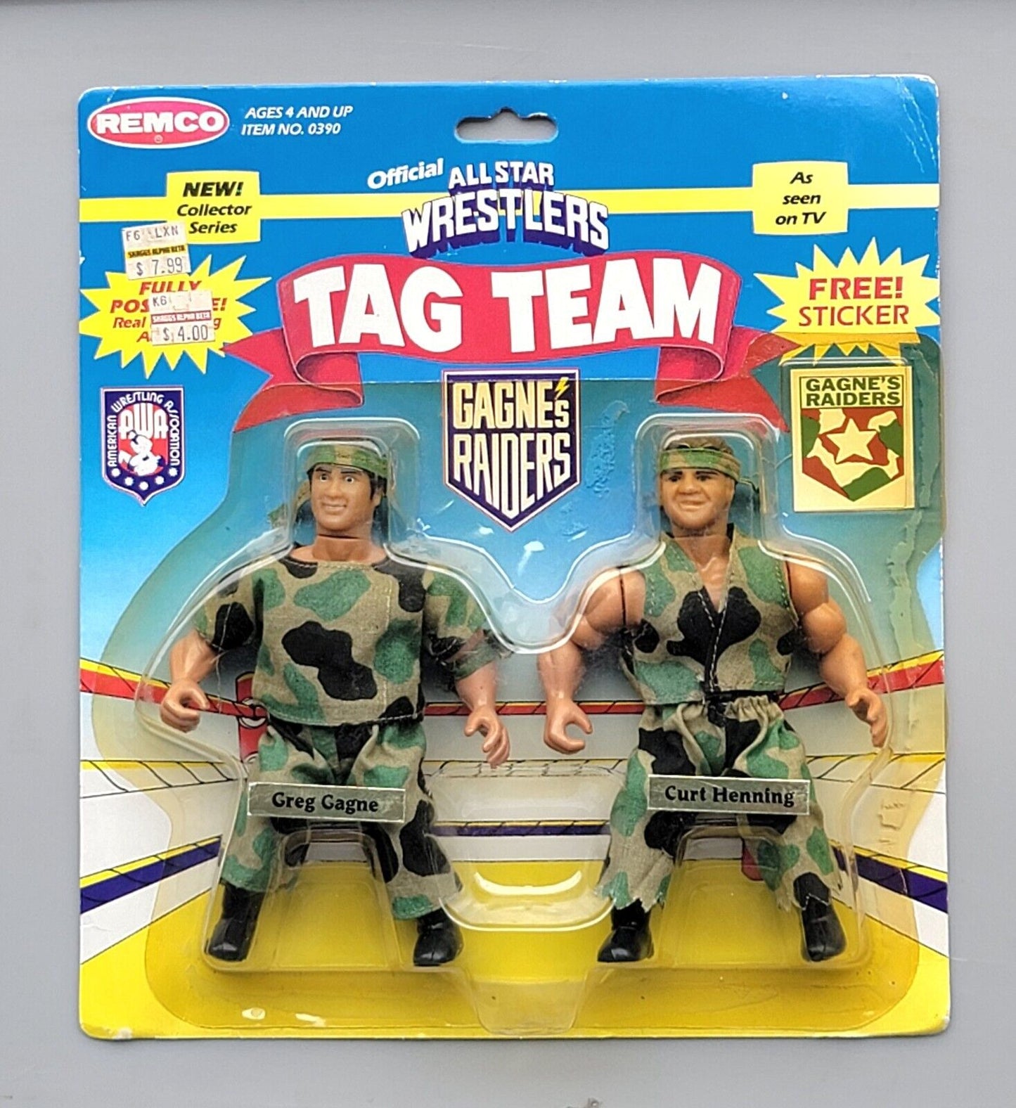 1985 AWA Remco All Star Wrestlers Series 2 Gagne's Raiders: Greg Gagne & Curt Hennig [With Large Camo Pattern]