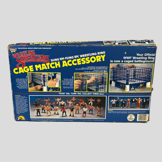 1986 WWF LJN Wrestling Superstars Sling 'Em-Fling 'Em Wrestling Ring Cage Match Accessory