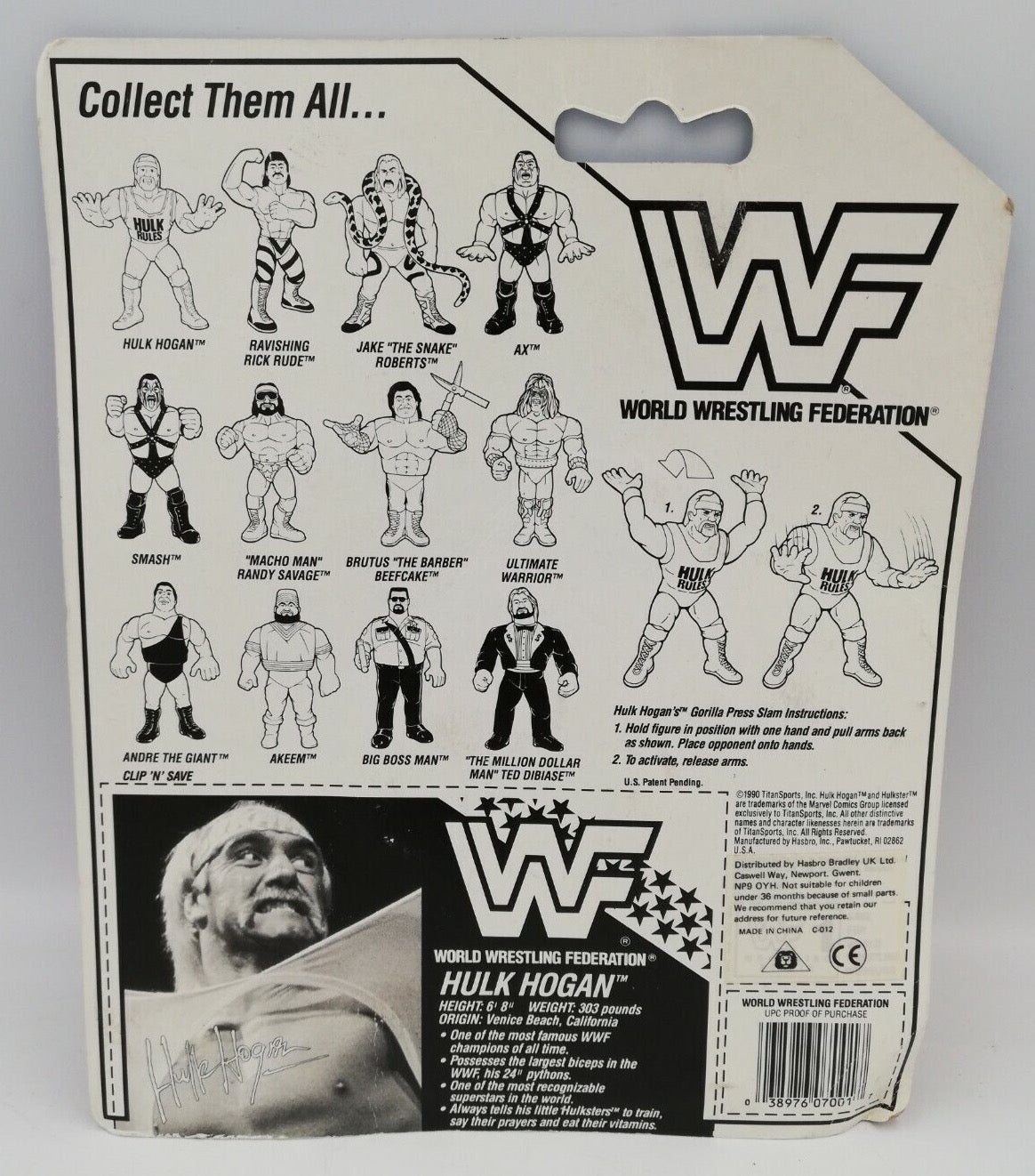 1990 WWF Hasbro Series 1 Hulk Hogan with Gorilla Press Slam!