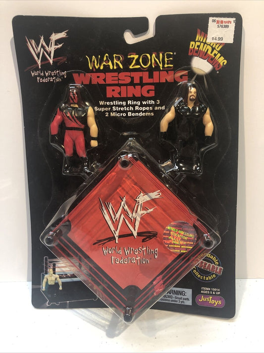 1998 WWF Just Toys Micro Bend-Ems War Zone Wrestling Ring Kane & Undertaker