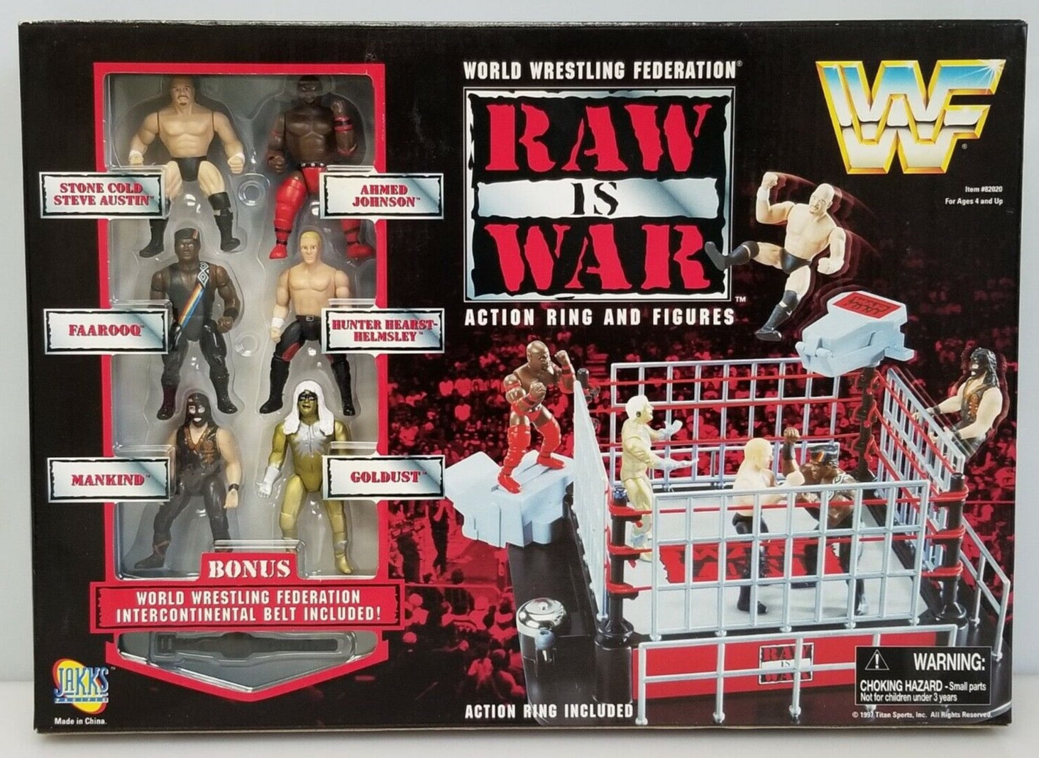 1997 WWF Jakks Pacific Mini Slammin' Action Raw Is War Action Ring & F